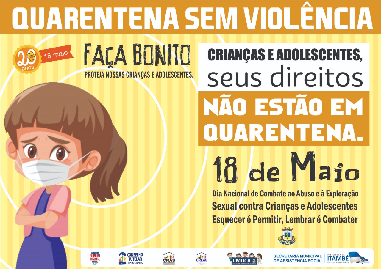PREFEITURA CONVOCA A SOCIEDADE PARA FORTALECER O COMBATE AO ABUSO E A EXPLORAÇÃO SEXUAL DE CRIANÇAS E ADOLESCENTES