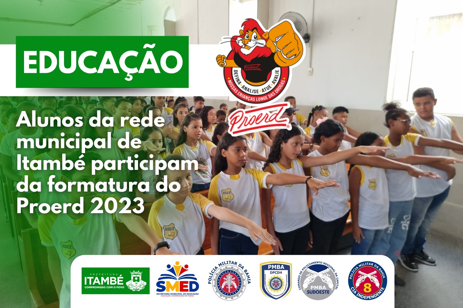 Alunos da rede municipal de Itambé participam da formatura do Proerd 2023
