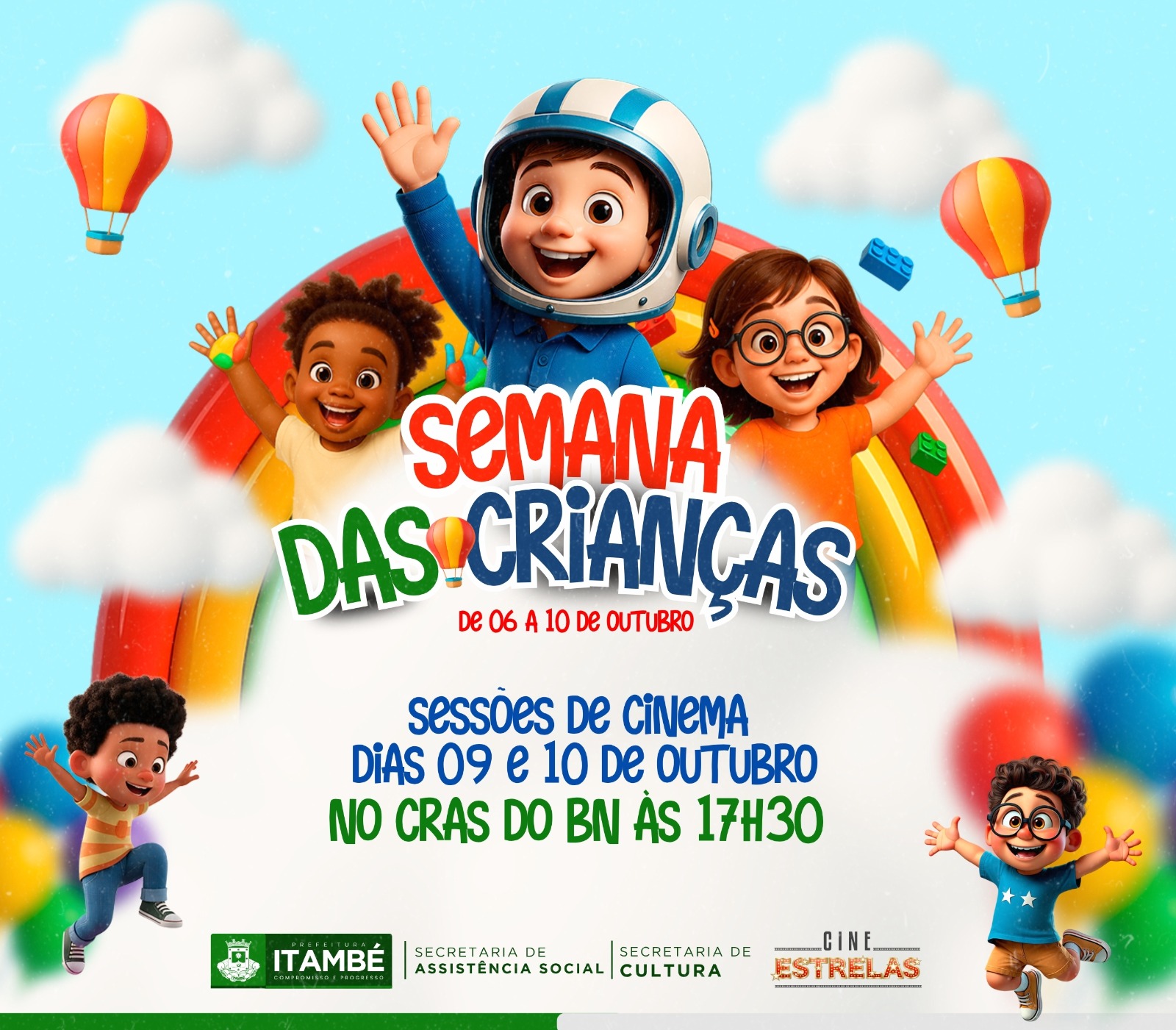 Cinema infantil no CRAS do BN marca a Semana das Crianças nesta quinta e sexta-feira