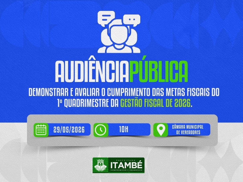 Prefeitura de Itambé convoca população para Audiência Pública do 1º Quadrimestre de 2026 nesta sexta-feira