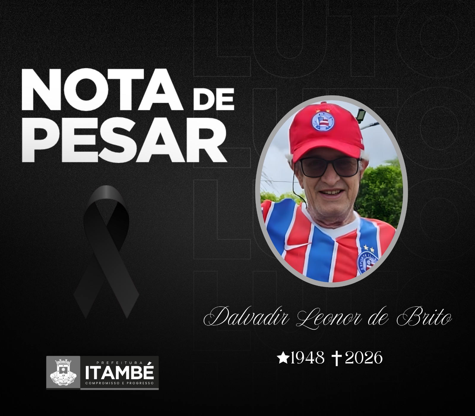 Nota de Pesar pelo falecimento de Dalvadir Leonor de Brito (Borjalo)