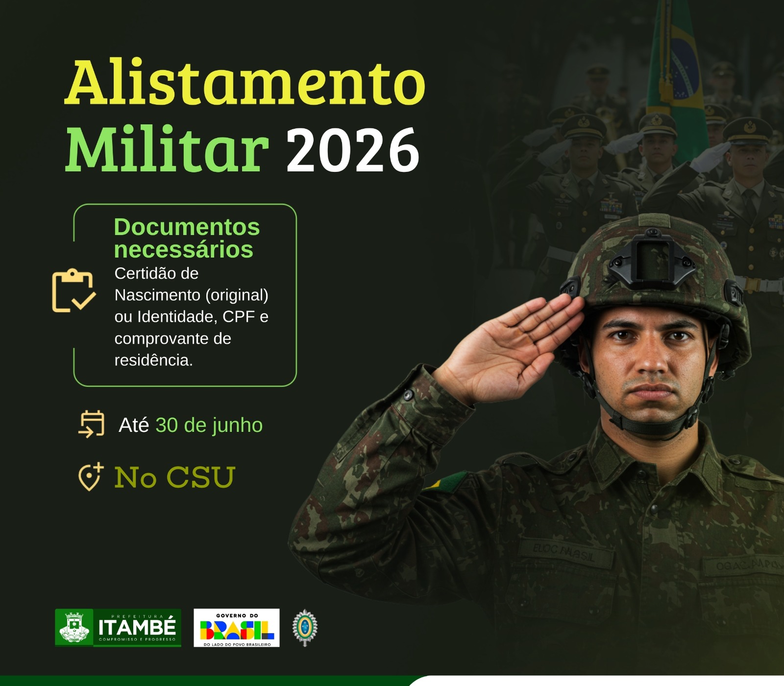Itambé abre convocação para o Alistamento Militar obrigatório deste ano